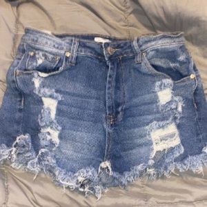 Almost Famous Distressed High Rise Denim Shorts Size 5